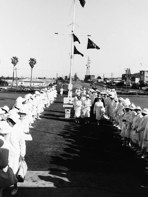 Ready to roll: A Guard of Honour was formed when Foundation President, Mrs Pead arrived to officially open the Womens Bowling Clubs 15th annual carnival, 1969.
