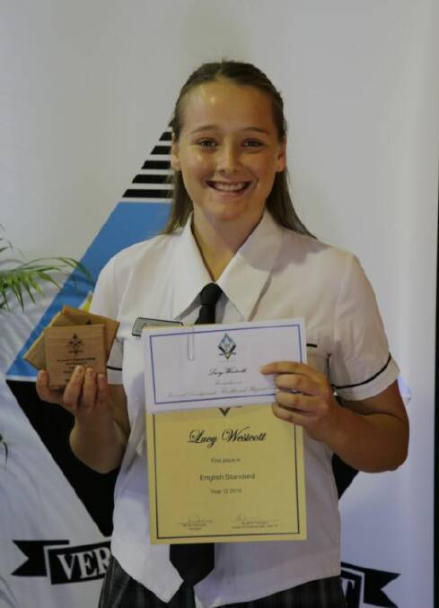 St Joseph's Regional College student of the year Lucy Westcott.