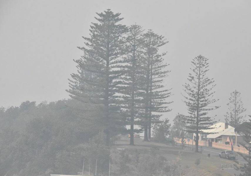 Smoke blanketing Port Macquarie on Thursday.