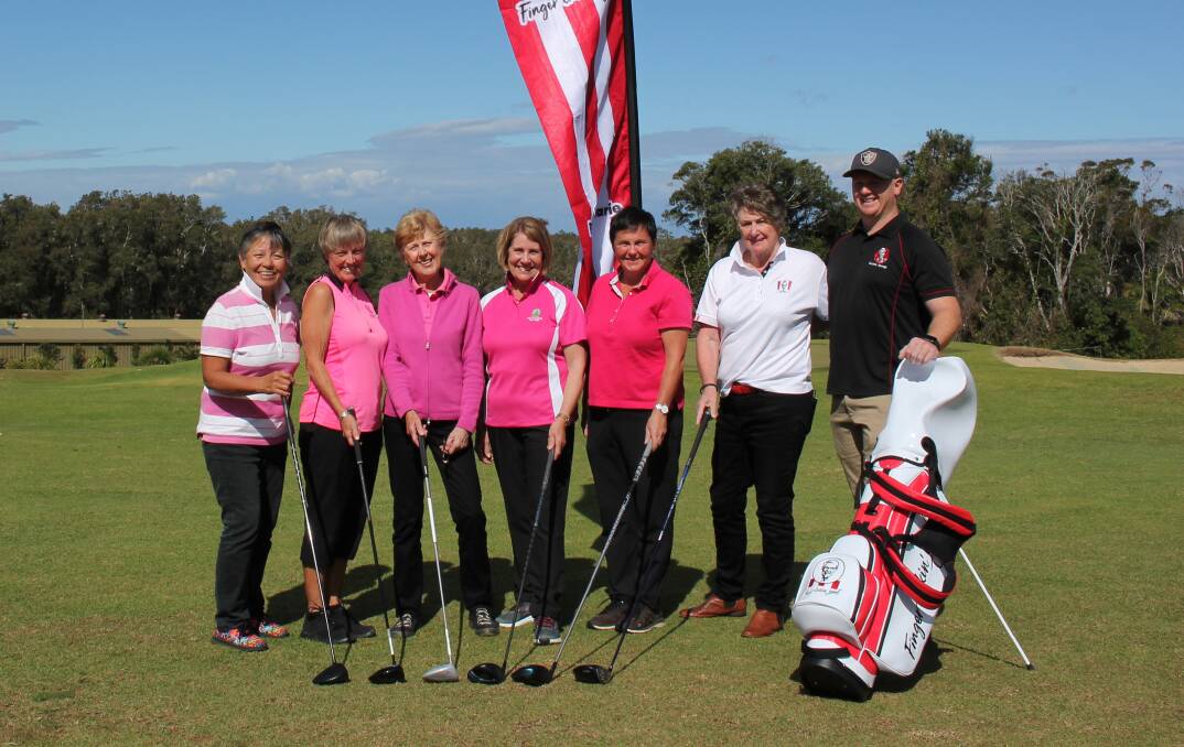 Pink day out: President Patsy Choo, Sheena Gunn, Di Andrews, Di Collocott, Robyn Cooper and sponsors Fran and Adam Scutts.
