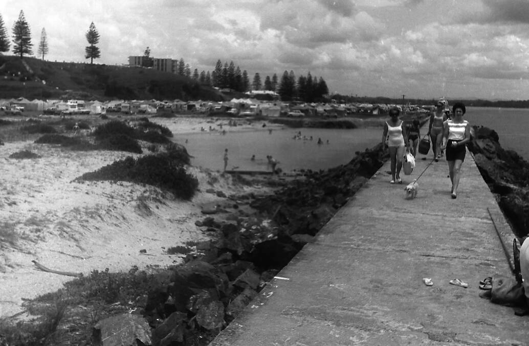 Swim time: Port Macquarie's breakwall and tidal pool, 1969.