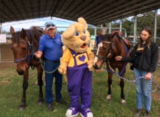 Ditto (Bravehearts mascot) meets up with the horses at Wauchope/Port Macquarie RDA.