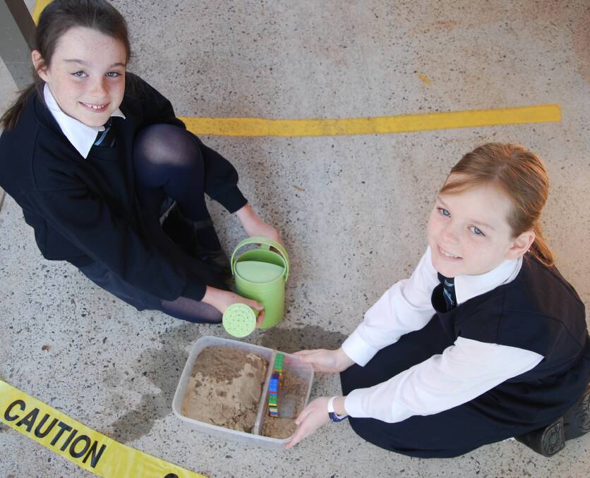 Science in action: Milla Kelly and Mauve Gornall of St Peter's Primary School.
