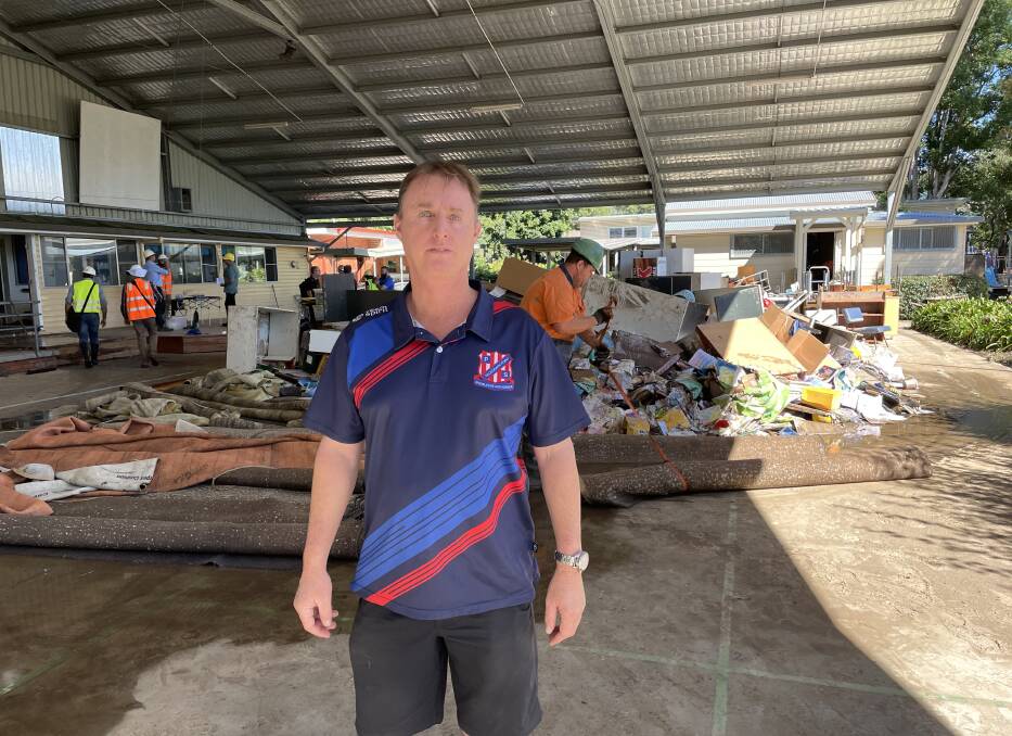 Devastated: Telegraph Point School principal Duncan Adams. The school will be closed and rebuilt following extensive flood damage.