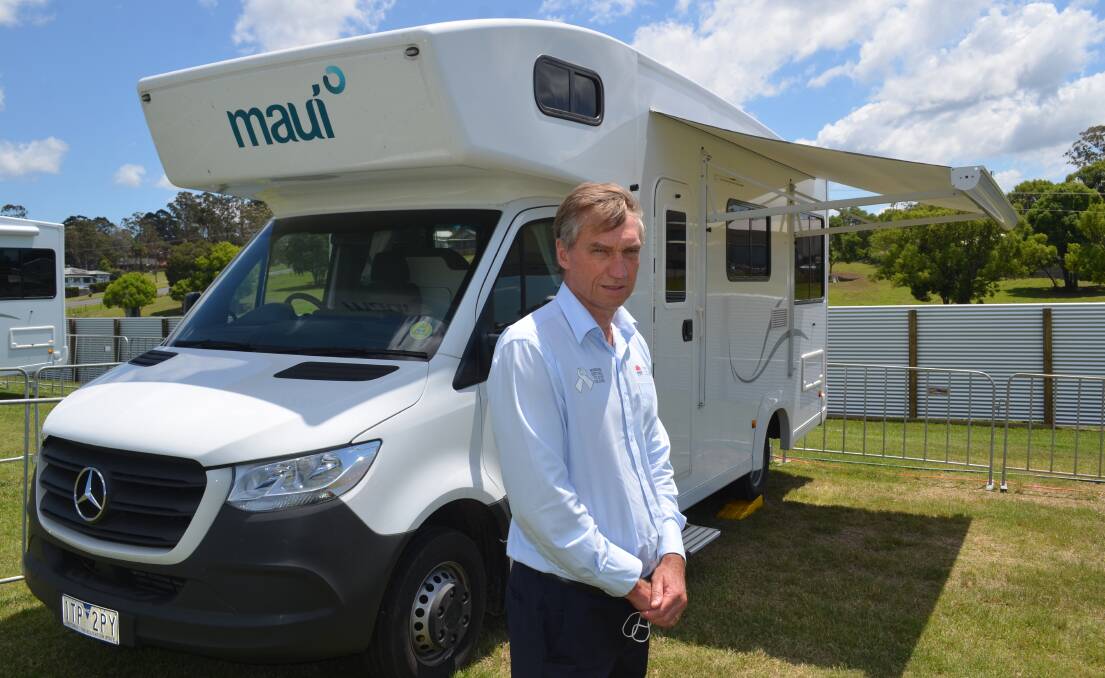 Mid North Coast Local Health District chief executive Stewart Dowrick at the community support accommodation set-up at the Kempsey Showground.