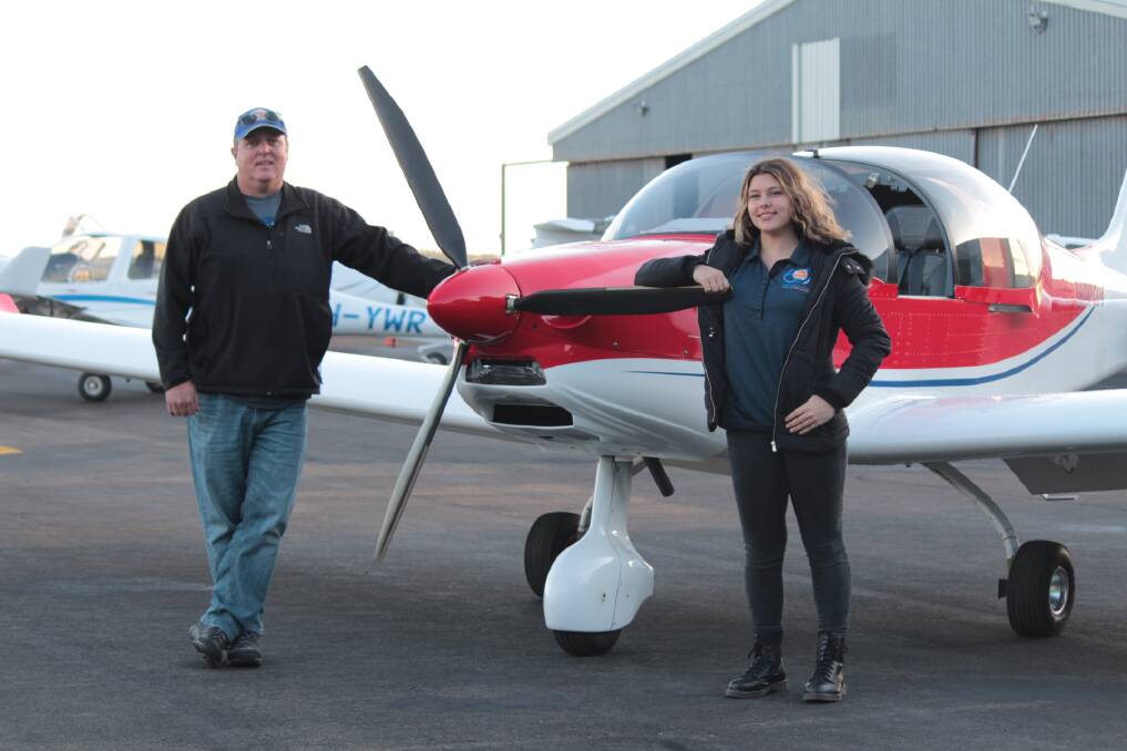 Dior Toppazzini, 15, has just completed her first solo flight as a student with Hastings District Flying Club. Pictured here with flying instructor Mike Bullock.