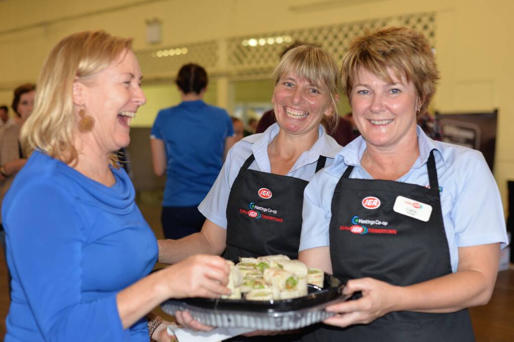 Local flavours: Foodie Jill Cook with Timbertown IGA’s Melissa Ward and Carol Lowe at last year’s event.