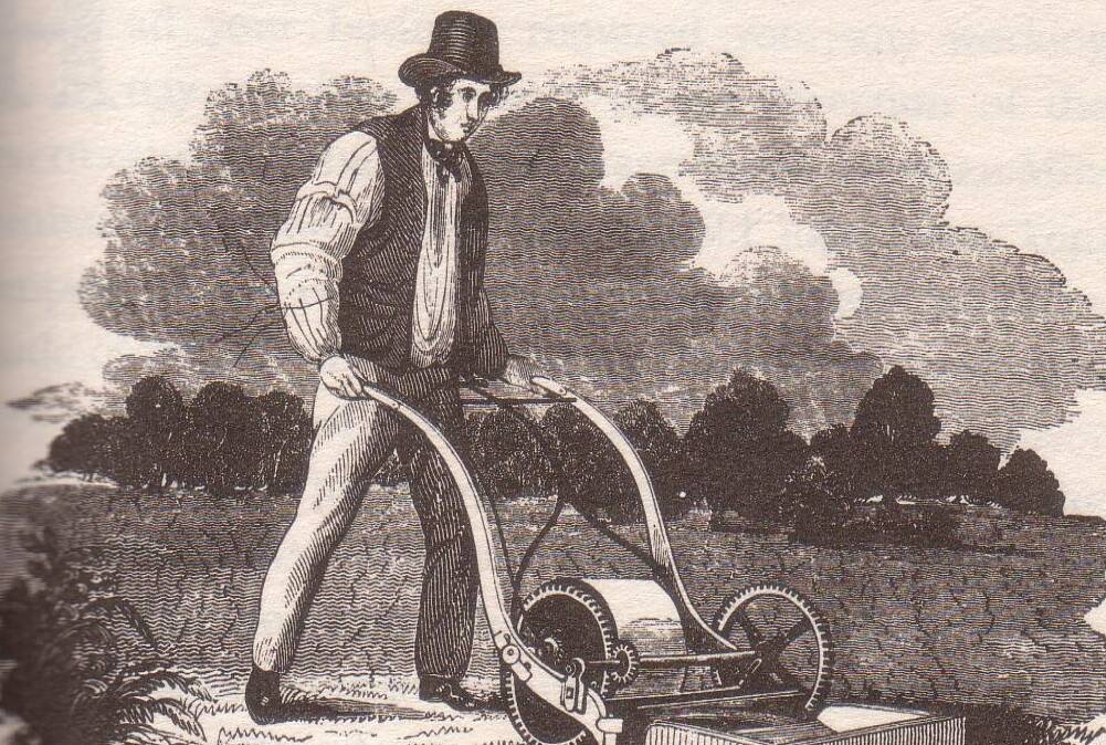 The British Lawnmower Museum has scores of historical posters, including one of the inventor of the first grass cutting machine Edward Beard Budding, in 1830.