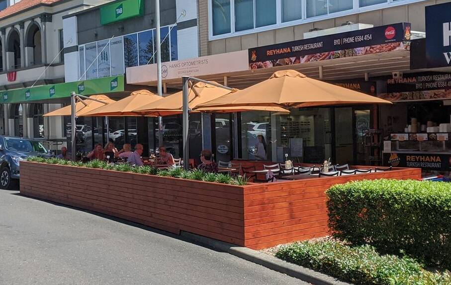 Reyhana's in Horton Street has successfully integrated a parklet to extend their dining outdoors.