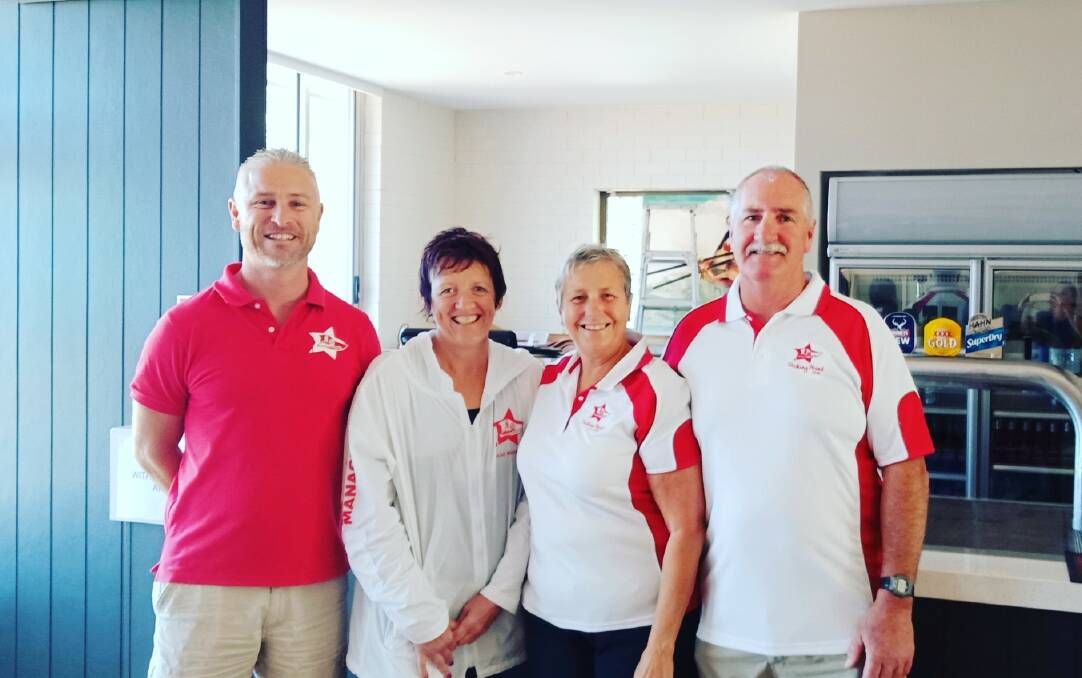 Steve Manning Deputy Chairperson Junior Activities, Sandra Slattery Chairperson Junior Activities, Lynn Smith Director of Admin and Mick Lang President of Tacking Point Surf Club.