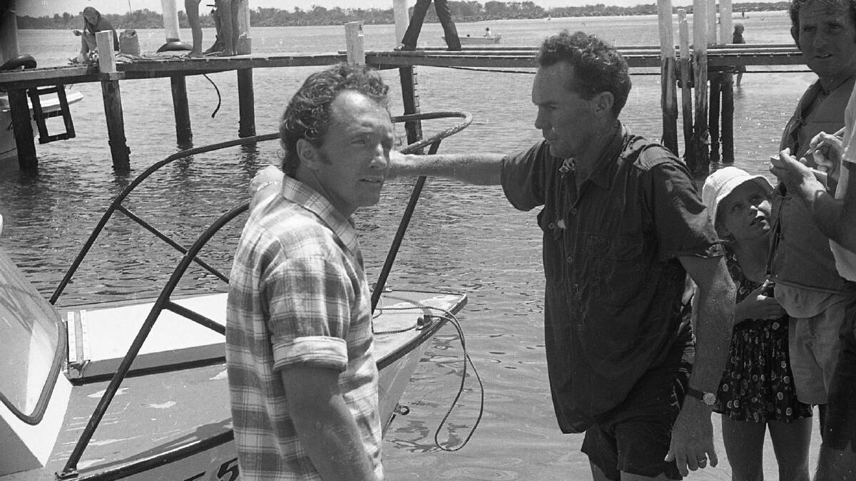 Sea Rescuers Barry Bennett (left) and Burnie OBrien, 1971