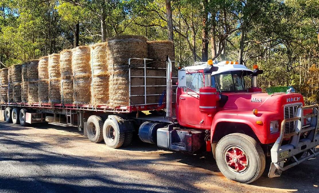 HAY RUN: Bales from the Norco Rural Store in Wauchope heading west to drought-stricken farmers.