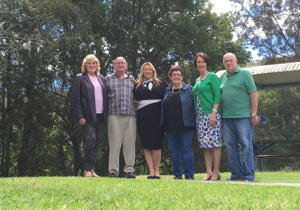 Making connections: Telegraph Point Community Association president Sue Pike with Ross Trevelyan, mayor Peta Pinson, Barbara Argall, Leslie Williams MP and Ken Argall.