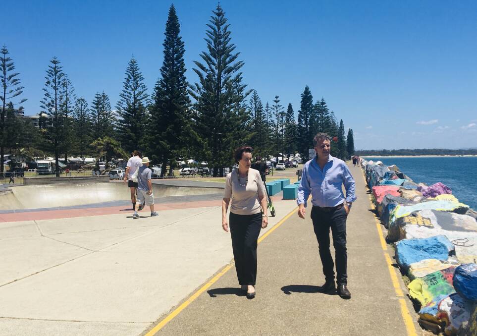 Locked in: $5 million has been granted for the widening and upgrade of the Port Macquarie breakwall by Port Macquarie MP Leslie Williams and Minister for Transport and Roads Andrew Constance.