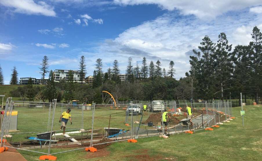 NEW DEVELOPMENT: Town Beach playground extension works under construction in Port Macquarie.