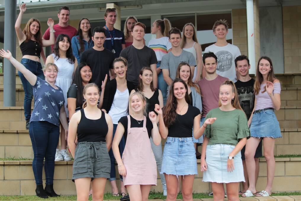 THE END: Year 12 students from St Josephs Regional celebrate their final HSC results on Thursday.