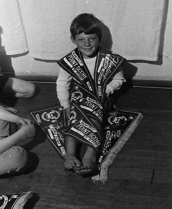Tony Wincote with his Nippers pennants won in the 6 year old group, 1971