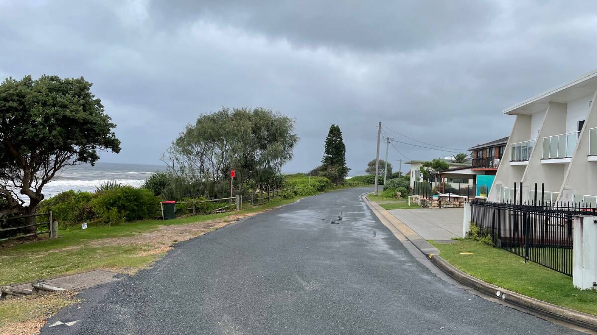 Illaroo Road which fronts the area of coastal erosion at Lake Cathie.