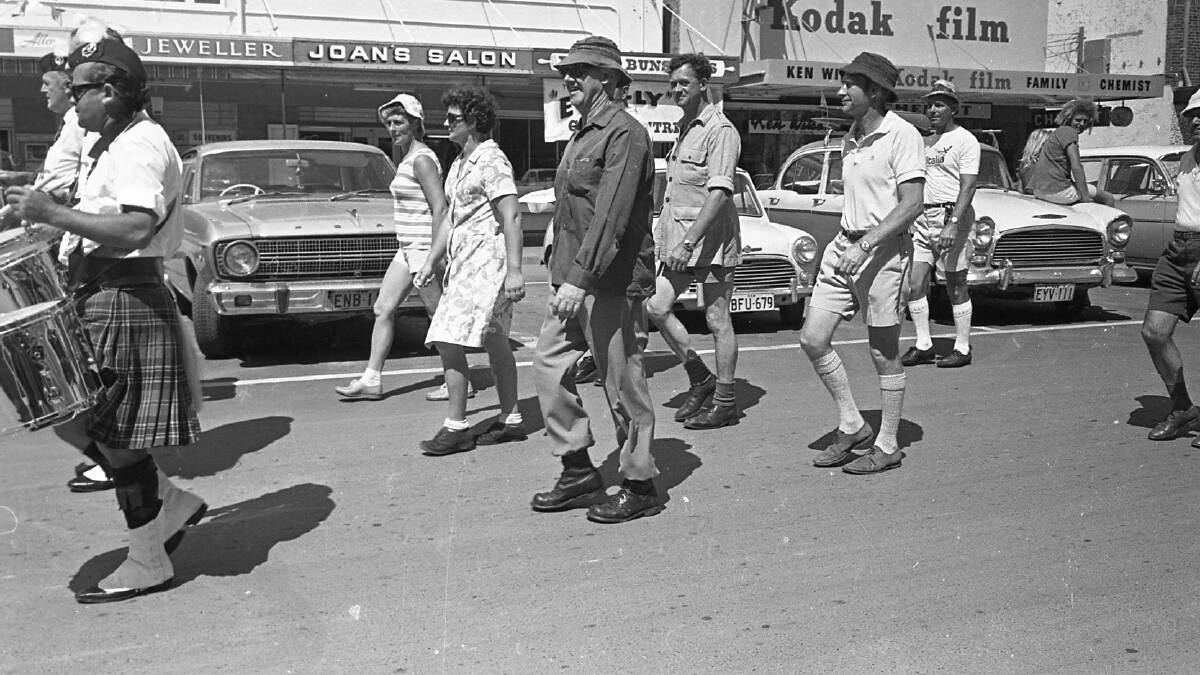 Participants in the Walkathon Challenge nearing the Horton Street finish line, 1971