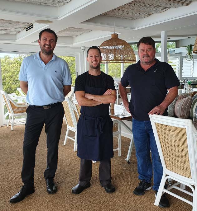  Whalebone Wharf restaurant manager James Jackson, executive chef Peter Ridland and owner Nathan Tomkins.
