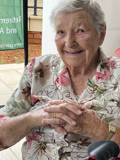 Fight back: Grace Symons, 100-year-old resident at Garden Village in Port Macquarie will be among the first aged care residents in the state to receive a COVID vaccination.