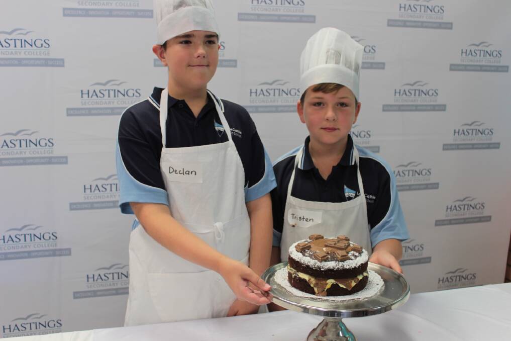 Humble chefs: Declan Hall and Tristen Harris of Lake Cathie Public School won round two of the My College Kitchen Rules competition at Hastings Secondary College's Westport campus.