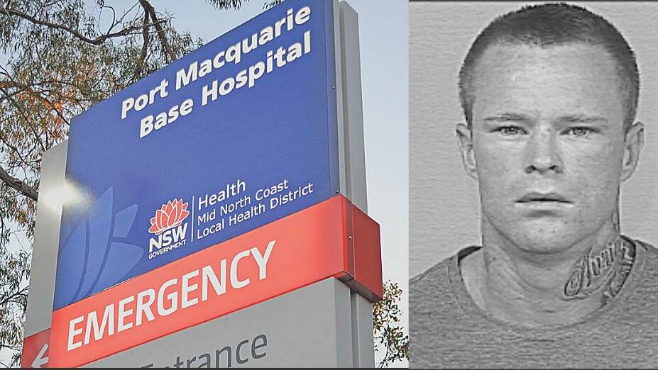 Prisoner Matthew Furner remains in intensive care at Port Macquarie Base Hospital after he escaped on Sunday. He has been charged.