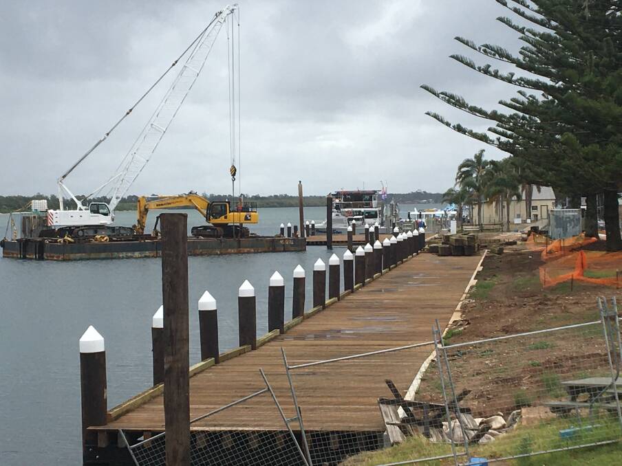 Work continues: The commercial wharf is a $4 million state government funded project that will revitalise an important stretch of the coastal linkages between Westport Park and the beaches.