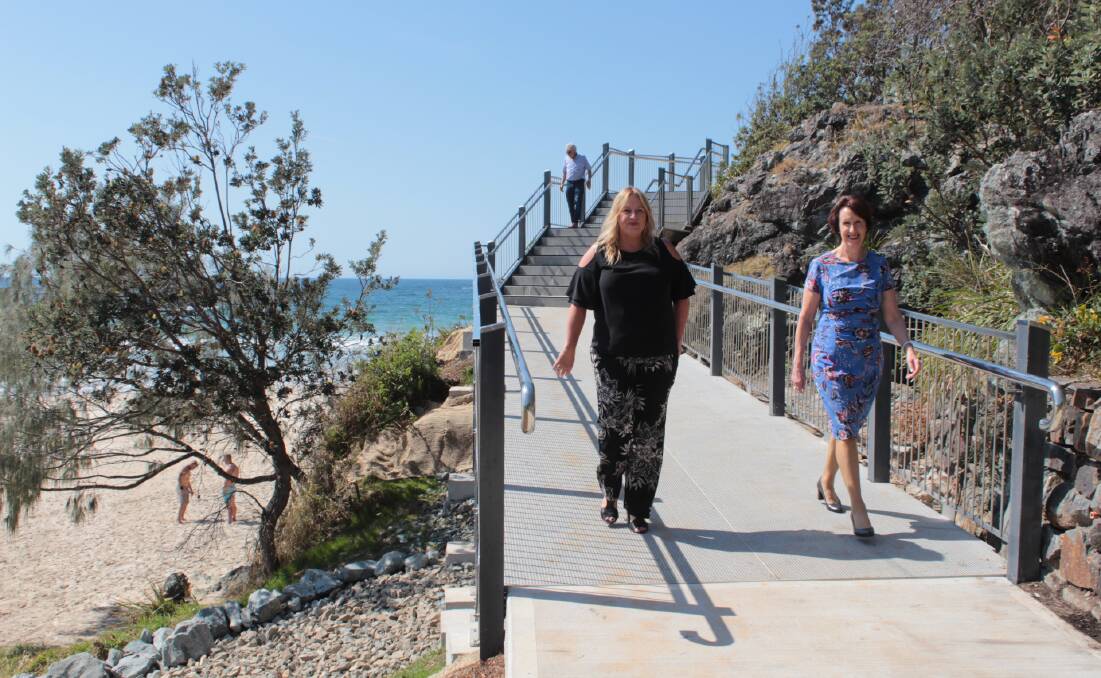 Mayor Peta Pinson and Member for Port Macquarie Leslie Williams officially open the upgraded Coastal Walk.
