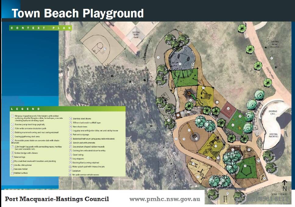 A draft concept plan for Stage 1 upgrade works to the Town Beach playground.