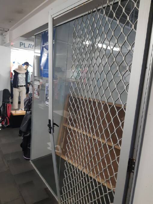 The screen door to the Pro Shop was forced open. Photo: Port Macquarie Pro Shop.
