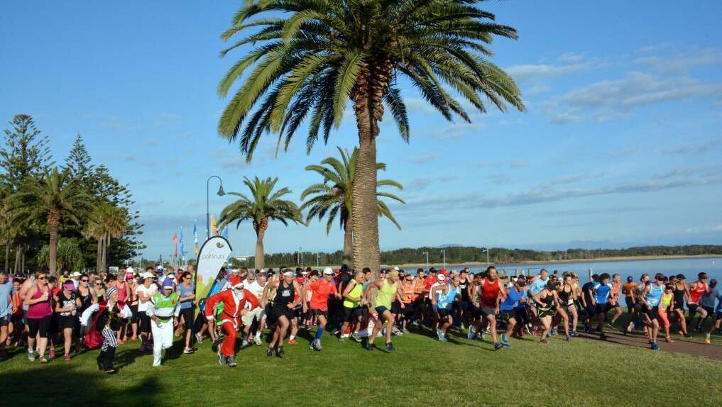 And they're away: parkrunners in Port Macquarie.