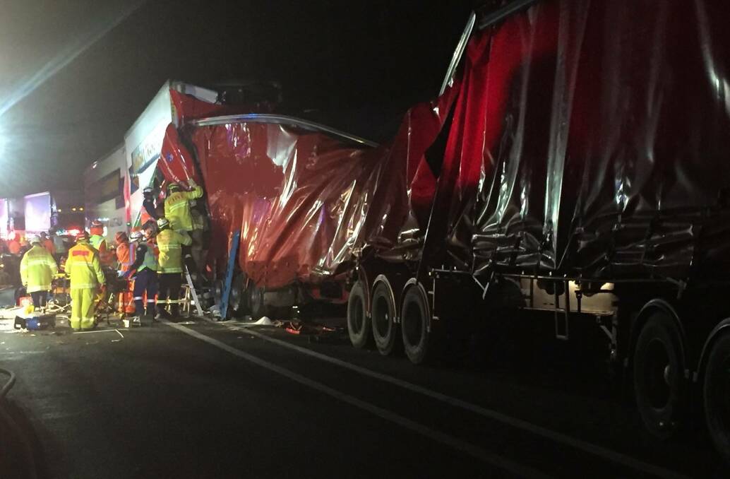 The Pacific Highway is closed after a four truck crash at Telegraph Point. Photo: LiveTraffic.