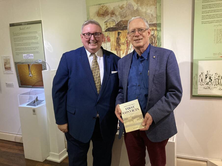 Clive Smith with the Hon. Don Harwin, Minister for the Arts at the launch of Port Macquaries First Convicts.