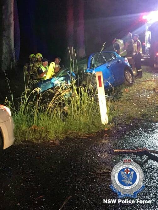 The 17-year-old female driver was conveyed to Port Macquarie Hospital where she was treated for non life threatening injuries. Photo: NSW Police.