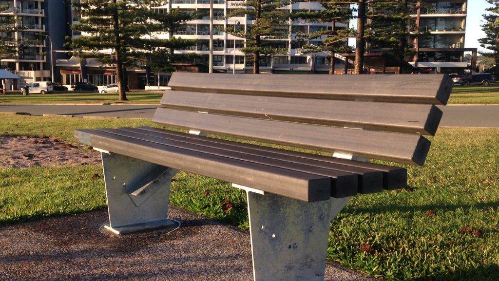 One of the four Stewart Street seats overlooking Port Macquarie’s Town Beach.