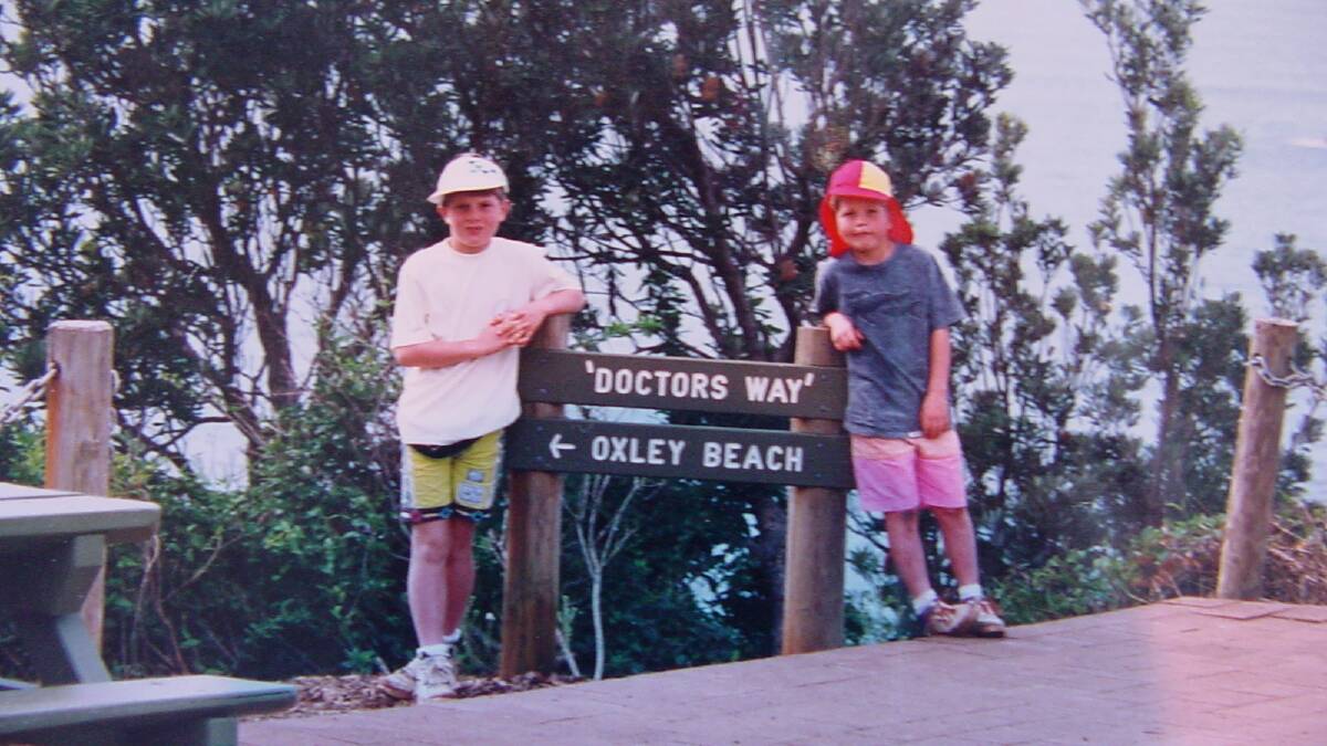 Flashback: Matthew and Simon Alford at the original Doctor's Way sign.