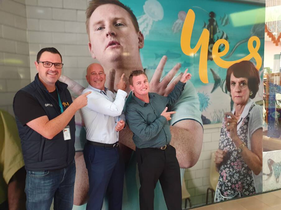 Event sponsors, Michael Richards Brown (Optus), Mark Wilson (Port Chamber of
Commerce) and Chris Simon (Optus) all say ‘yes’ to getting outdoors and enjoying the 2019 Golf Day.