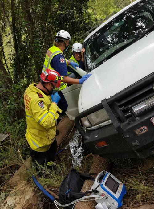 Rescue: The 52-year-old man was trapped in his car for 16 hours.