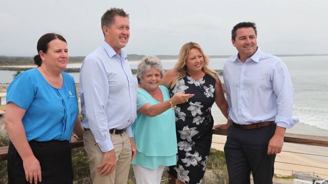 Danielle Maltman, Luke Hartsuyker, Janette Hyde of the Port Macquarie Tourism Association, Mayor Pinson and Patrick Conaghan at Gaol Point.