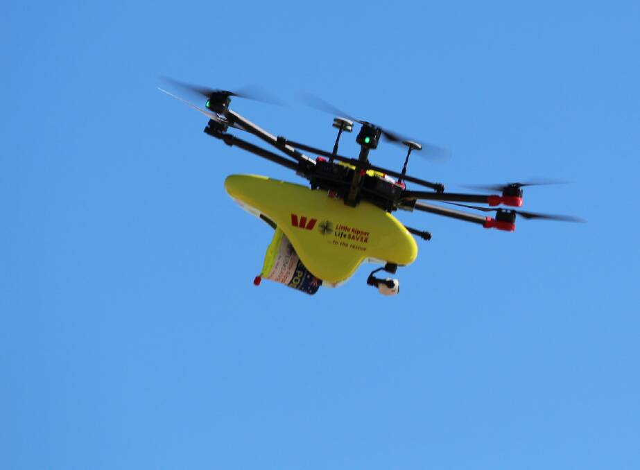 In the air: The Westpac Little Ripper drone.