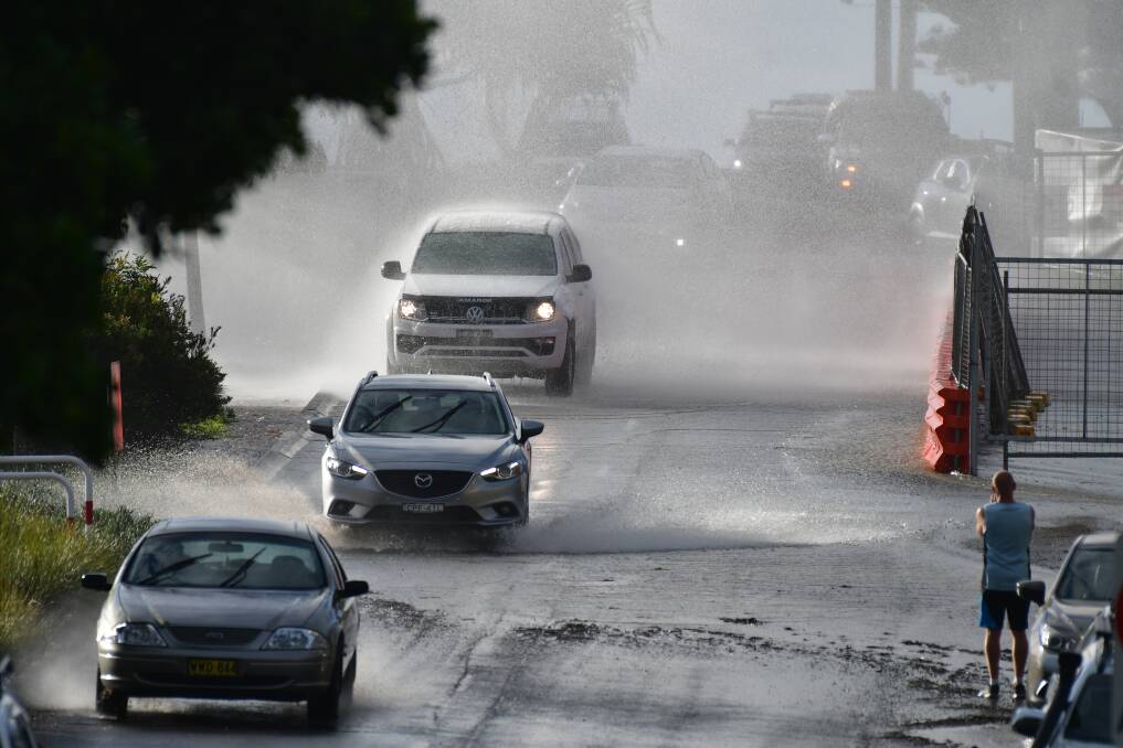 The burst water main at the top end of Lord Street. Photo: Paul Jobber.