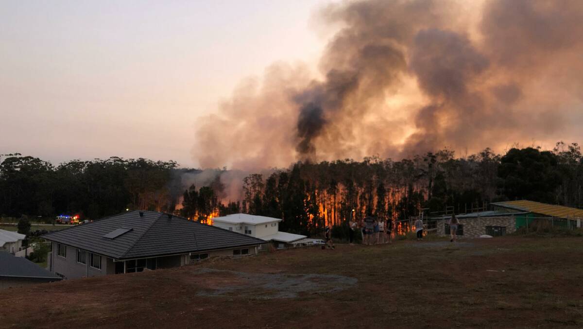 The fire as close as it gets to homes at Crestwood. Photo: Maddison Searle.
