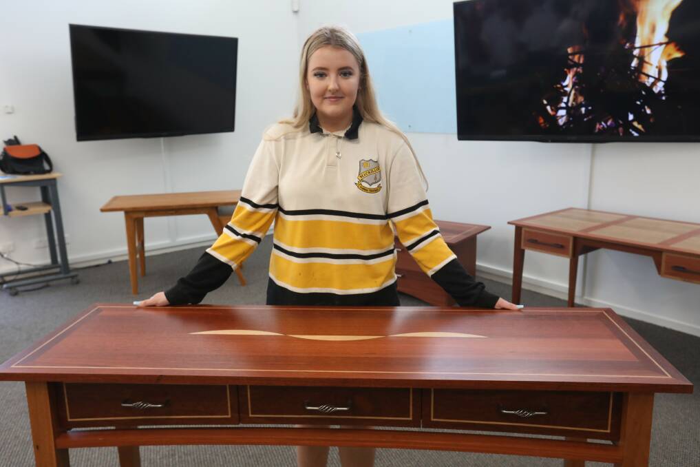 Nominated for HSC Industrial Technology showcase InTech: Rahni McKellar with her hall stand.