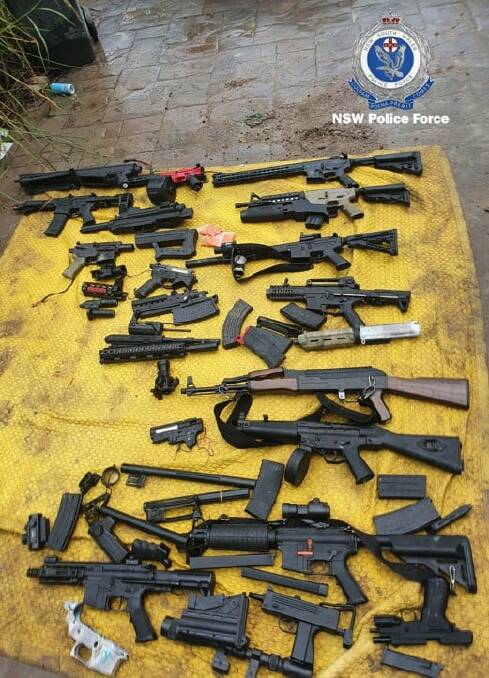Weapons and drugs allegedly seized by NSW Police at Bobs Creek. Photo: NSW Police.