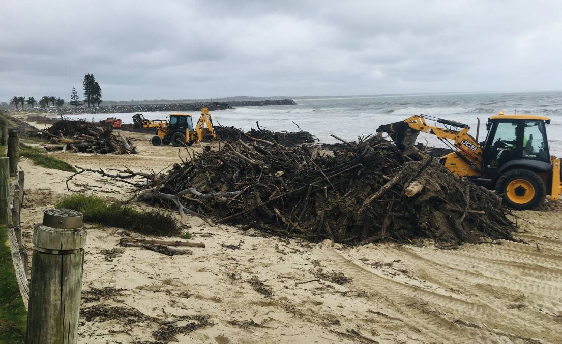 Tonnes of debris has already been removed from Town Beach in Port Macquarie.