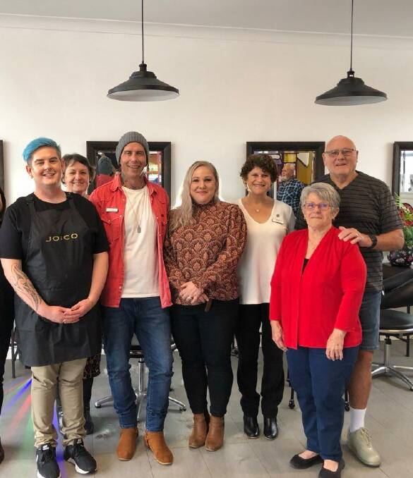 Neil Clancy with Andy Liebeck of Andy Pandy Hair Candy, his wife Lorraine and the team from Lifeline.