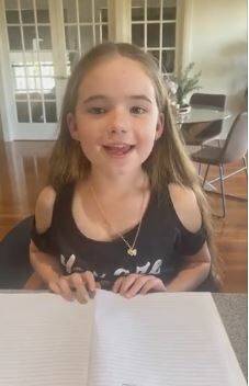 Maddison Coble, aged 8, from Telegraph Public School submitted a beautifully read video, taken by mum from her kitchen table at home.