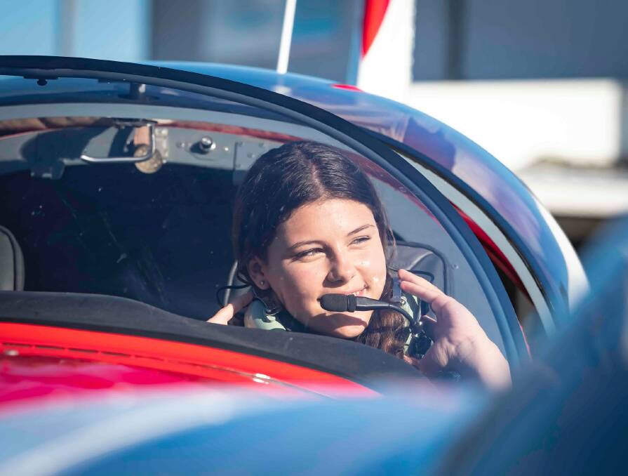 Ready for take off: Dior Toppazzini, 15, has just completed her first solo flight as a student with Hastings District Flying Club.