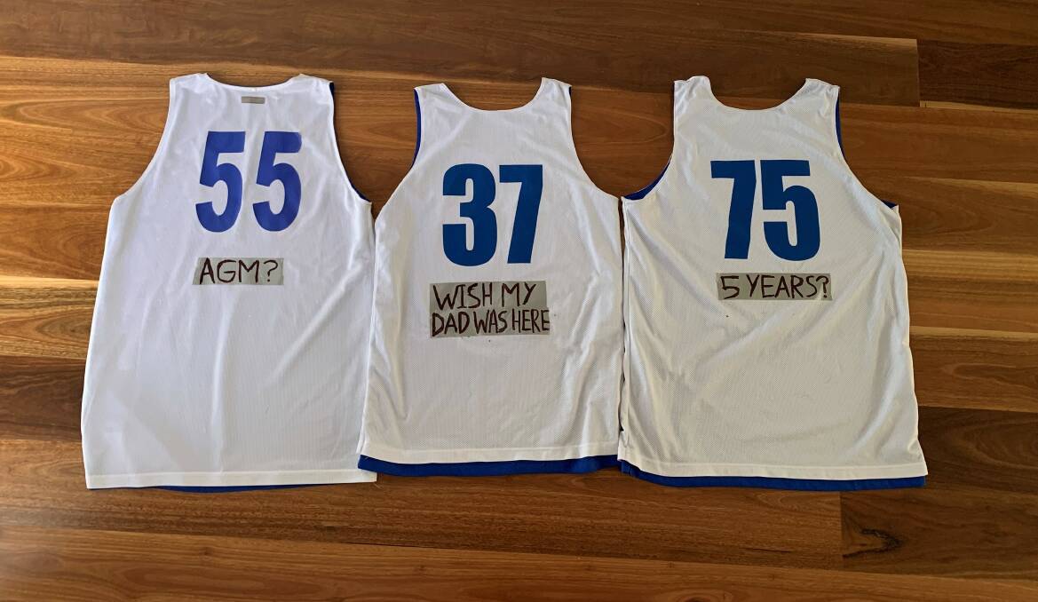 Frustration: The jerseys worn in protest by some of the junior players after three coaches were banned from Port Macquarie Basketball Association.